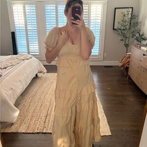 Luxe Cream Ruffle Maxi Dress